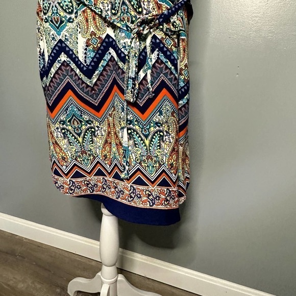 RENEE C Sleeveless Shirt Dress Geometric Print Dress Size Small - Picture 3 of 9